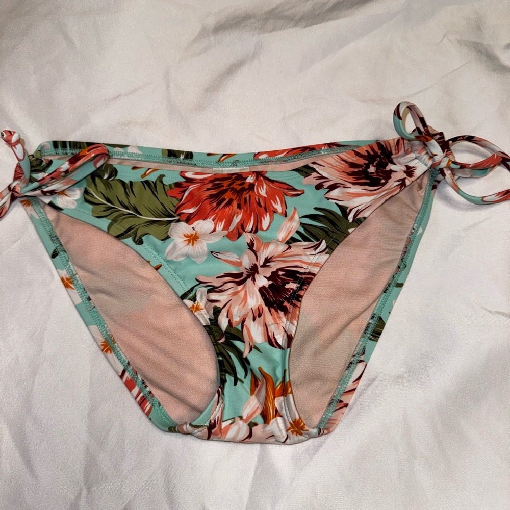 Kona Sol Mint Floral Tie-Side Bikini Bottom